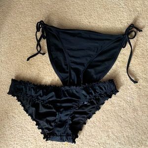 Medium black bikini bottoms- scrunch and tie side